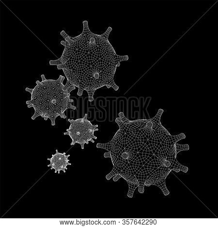 Corona Virus Virion Of Coronavirus. Covid Virus That Caused Epidemic Of Pneumonia In China. Wirefram