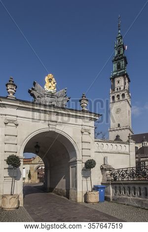 Czestochowa, Poland, 19 March 2020: Entrance Gate To The Sanctuary Of The Mother Of God In Jasna Gór