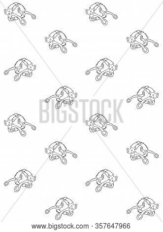 Vector Seamless Pattern Of Hand Drawn Doodle Sketch Equestrian Western Cowboy Hackamore Horse Beet I