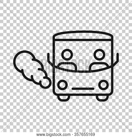 Bus Icon In Flat Style. Coach Vector Illustration On White Isolated Background. Autobus Vehicle Busi