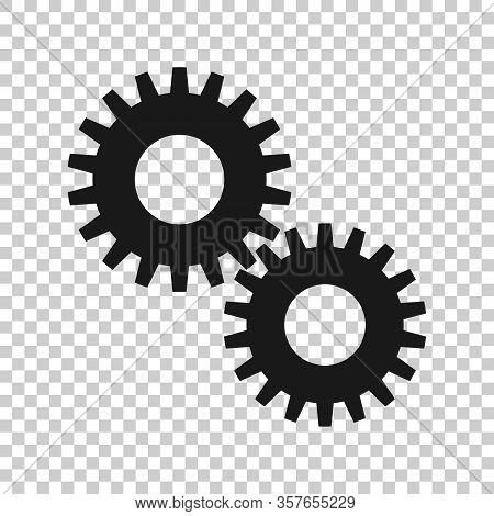 Gear Vector Icon In Flat Style. Cog Wheel Illustration On White Isolated Background. Gearwheel Cogwh