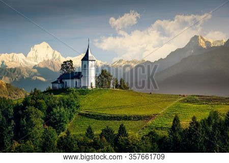 Landscape View Of Jamnik Church And Generic Mountains - Composite Image, Slovenia