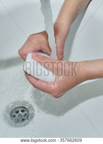 Wash Hands With Soap. Coronavirus Protect. Covid-2019 Prevention