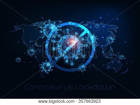 Futuristic Global Lockdown Due To Coronavirus Covid-19 Disease. Stop Virus