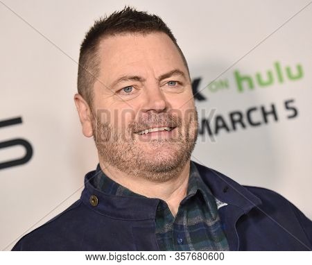 LOS ANGELES - MAR 02:  Nick Offerman Nick Offerman arrives for FXâs Limited Series âDevsâ Los Angeles Premiere on March 02, 2020 in Hollywood, CA
