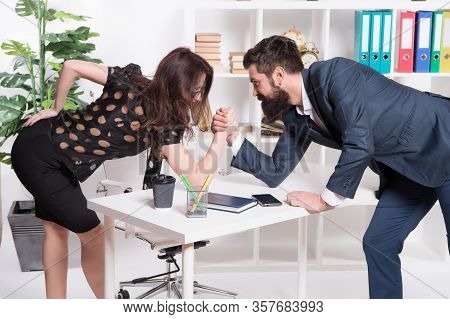 Worthy Rival. Underestimate Forces. Equal Rights. Feminism Concept. Business Competition. Business L