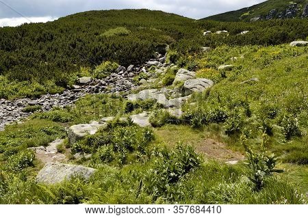 Furkotska Dolina. Tourist Trail. High Tatras. Slovakia. Mountain Ridge View. Summer. July.