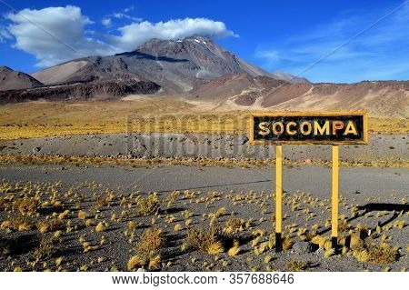 Majestic View Of The Socompa Volcano From The Last Station Of The `train To The Clouds