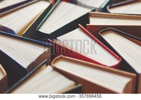 Many Hard Bound Books Background, Selective Focus