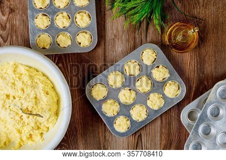 Making Dough For Baking Cheese Bread Called Chipa. Cuisine Of Paraguay.