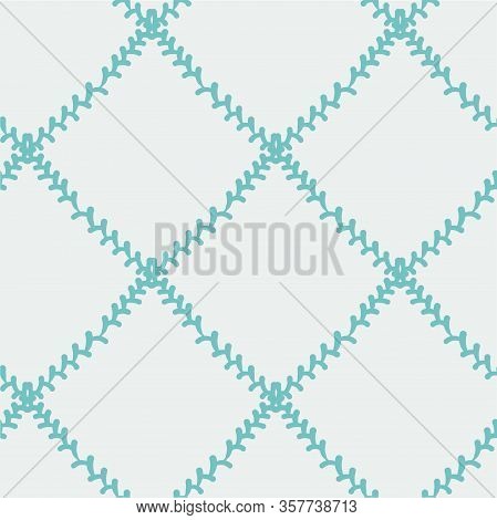 Diamond Shaped Grid With Stitching Seamless Vector Pattern In Light Colors. Unisex Surface Print Des