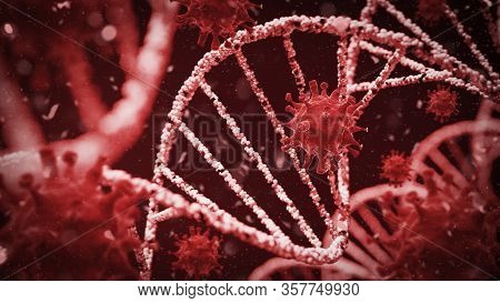 Coronavirus Disease Covid-19 Infection Dna Cell Structure Biology From Microscope, Virus In Blood Ce