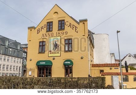 Aarhus, Denmark - 24 March 2020: The Logo Of The Bro Cafe Building In Aarhus.