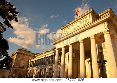 Madrid, Spain - April 04, 2010: Detail Od The Facade Of Museo Del Prado (prado Art Museum).