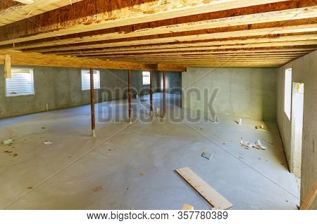 New Residential Construction Home Framing Electrician Power Supply With Basement View