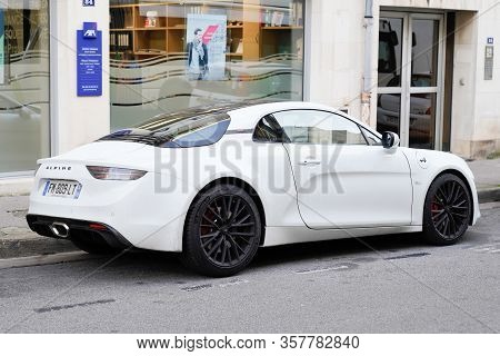 Bordeaux , Aquitaine / France - 02 02 2020 : Alpine A110 Sports Modern White Car Street Parked By Re
