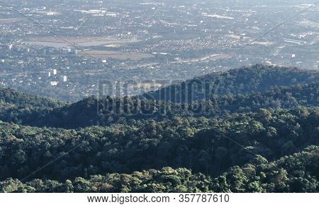 Landscape Or Mountain Scape Of Chiang Mai Province, Thailand. View From Doi Inthanon Or Inthanon Mou