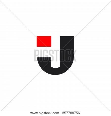 Colorful Letter Uj Simple Geometric Design Logo Vector
