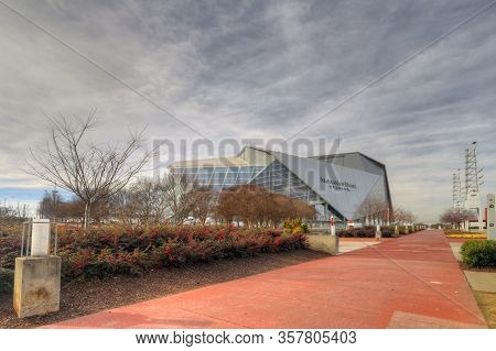 Atlanta, Georgia/united States- January 8, 2020: The Mercedes-benz Stadium, Home To Nfl Atlanta Falc