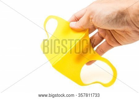Yellow Anti -virus Mask In White Background
