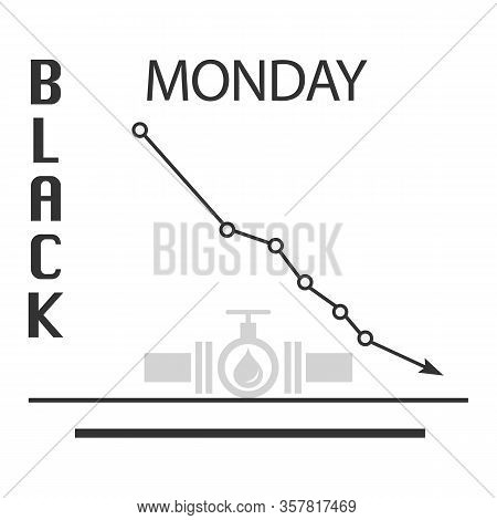 Vector Illustration Oil Industry. Falling Prices. Economic Crisis. Schedule Drop In Demand. Market. 