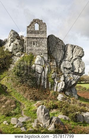 Cornwall, Uk - October 17, 2008. Roche Rock, The Site Of Saint Michaels Chapel And Hermitage Near St