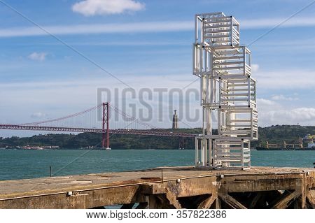 Lisbon, Portugal - 2 March 2020: Pedro Cabrita Reis Installation 