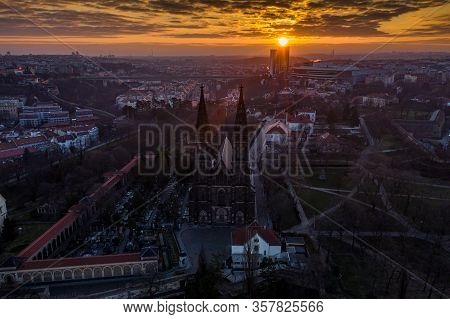 The Basilica Of St Peter And St Paul Is A Neo-gothic Church In Vyšehrad Fortress In Prague, Czech Re