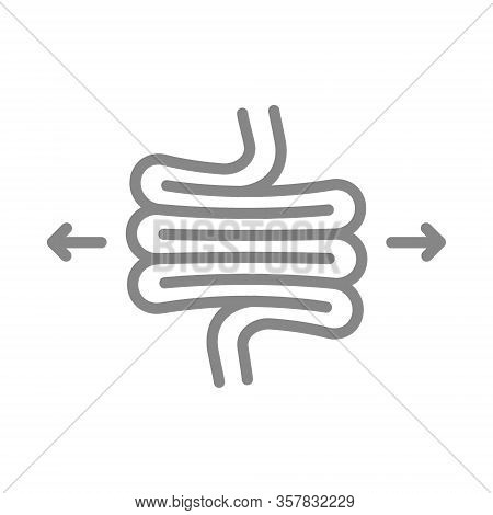 Irritable Bowel Syndrome Line Icon. Diseases Internal Organ, Intestine Dolichosigma Symbol