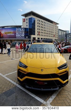 Dubai, Uae - November 16: The Lamborghini Urus Suv Is On Dubai Motor Show 2019 On November 16, 2019