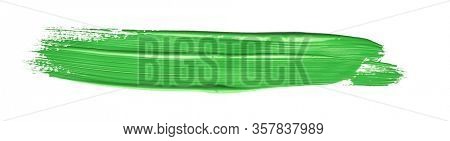 Green chroma brush stroke paiting over isolated background, canvas watercolor texture 
