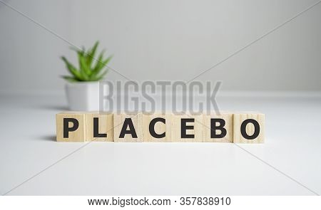 Placebo Word Written On Blocks. Placebo Effect, Fake Medical Treatment