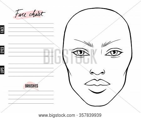 Face Chart Blank. Makeup Artist Vector Template.