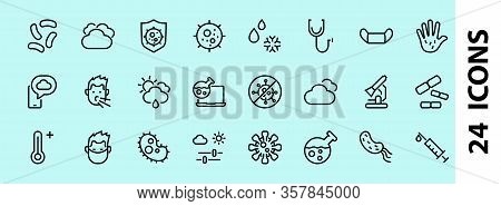 Coronavirus A Set Of Icons On The Theme Of Coronavirus, Contains Such Icons As Nucleation, Hand Wash