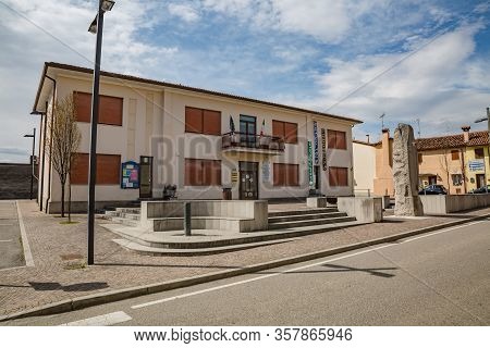Manzano, Italy - 25.03.2020: Little Italian City During An Epidemic. Deserted Streets. No People. No