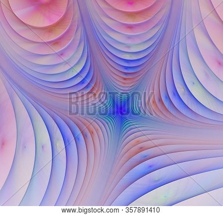 Abstract Fractal Background With A Colorful Stylized Star. The Rays Of The Star Are Connected By Arc