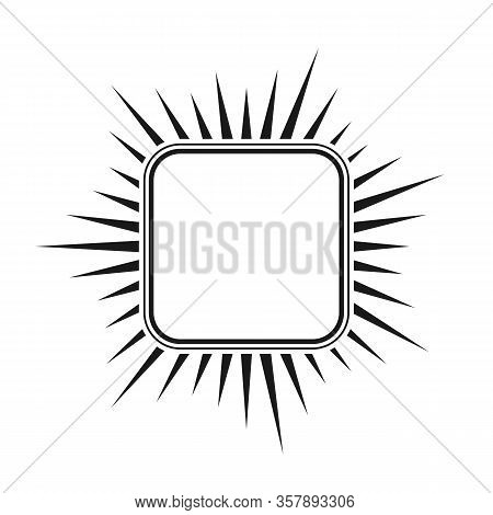 Square With A Double Frame And Rays, An Empty Outline. Simple Stock Illustration
 