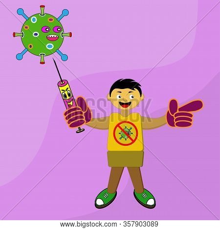 Syringe In People Hand Fight Corona Virus