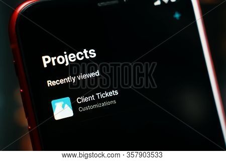 Bishkek, Kyrgyzstan - March 14, 2020: Jira Task Manager Software On Apple Iphone Smartphone. Project
