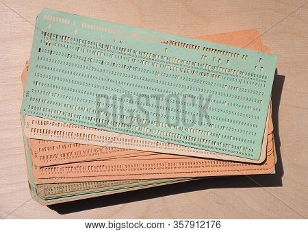 Green Punched Card For Programming