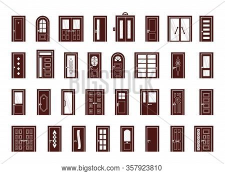 Doors. Interior And Exterior Objects Doors For Living Room And Different Buildings Entrance Or Exit 