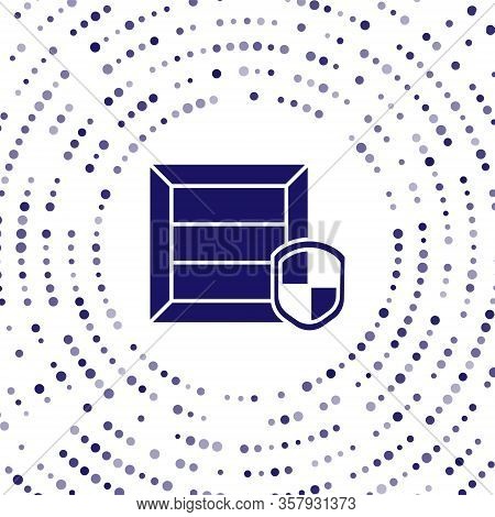Blue Delivery Pack Security With Shield Icon Isolated On White Background. Delivery Insurance. Insur