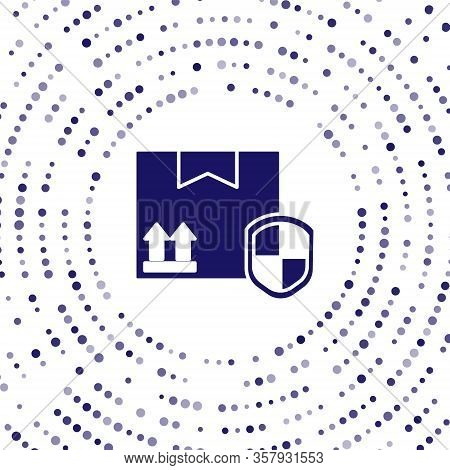 Blue Delivery Pack Security With Shield Icon Isolated On White Background. Delivery Insurance. Insur