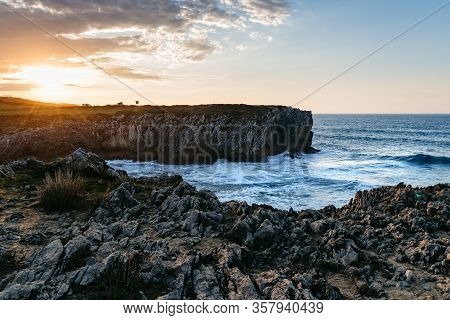 Cliffs At Bufones Of Pria In The Cantabrian Sea, Asturias