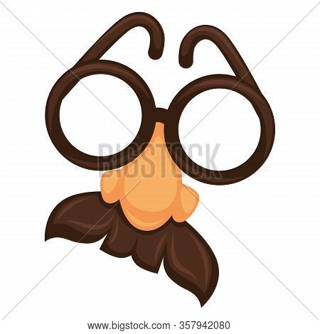 Croucho Funny Mask With Glasses And Norse With Mustache On White Vector