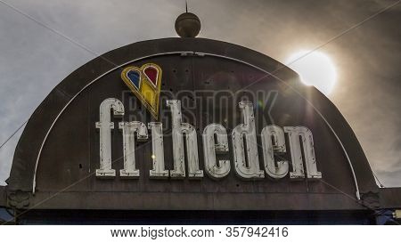 Aarhus, Denmark - March 24, 2020: Tivoli Fiheden Entrance In Aarhus Is Soon Ready To Open For The Se