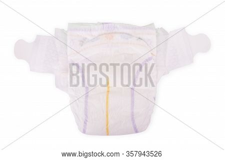 Disposable Baby Diapers Over White Background Children, Hygienic, Baby, Diapers, Isolated, Birth