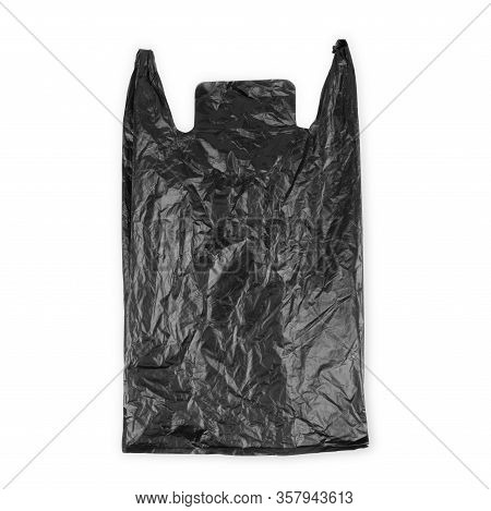 Black Paper Bag With Handles On A White Background