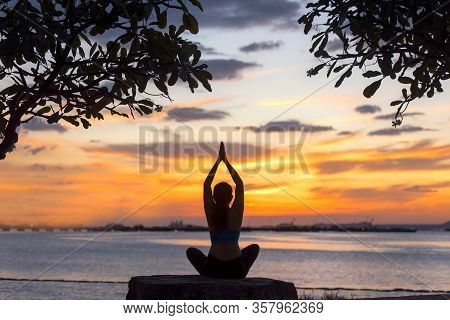 Lifestyle Woman Yoga Exercise And Pose For Healthy Life. Young Girl Or People Pose Balance Body Vita