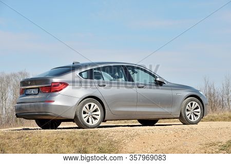 Vilnius, March 27: Vilnius. Car Bmw 520d On Country Road On March 27, 2020 In Vilnius, Lithuania.